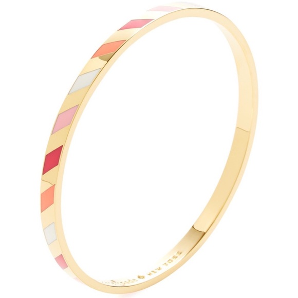 Kate Spade ♠️ New York Idiom Bangle - Three Cheers - Pink & Gold Bracelet - VGUC - Picture 1 of 5